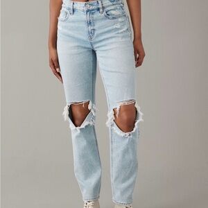 American Eagle Outfitters Light-wash Super High-Rise Ankle Straight